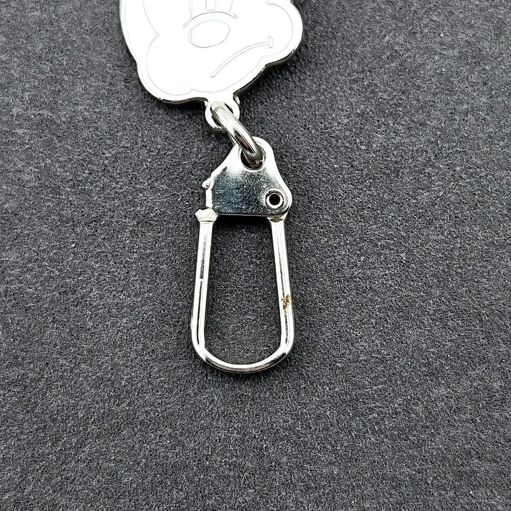 Disney Grumpy Mickey Mouse Silver Tone Carabiner Style Keychain Key Holder Funny